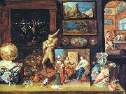 Frans Francken II A Collector s Cabinet oil